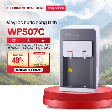 Máy lọc nước nóng lạnh mini để bàn nhập khẩu Fujihome WP507C, 4 cấp lọc uống trực tiếp làm lạnh Block, khóa vòi nóng
