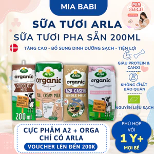 THÙNG 12 HỘP Sữa Tươi Hữu Cơ Arla Organic Đan Mạch 200ml Bé 1 Tuổi+ Full Cream,Đạm A2