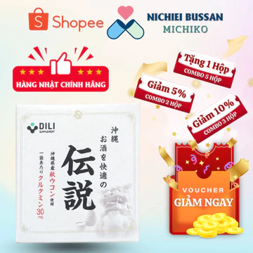 Viên Uống Nghệ Mùa Thu Okinawa DILI Curcumin Nhật Bản Hộp 50 Viên Hỗ Trợ Tiêu Hóa Dạ Dày