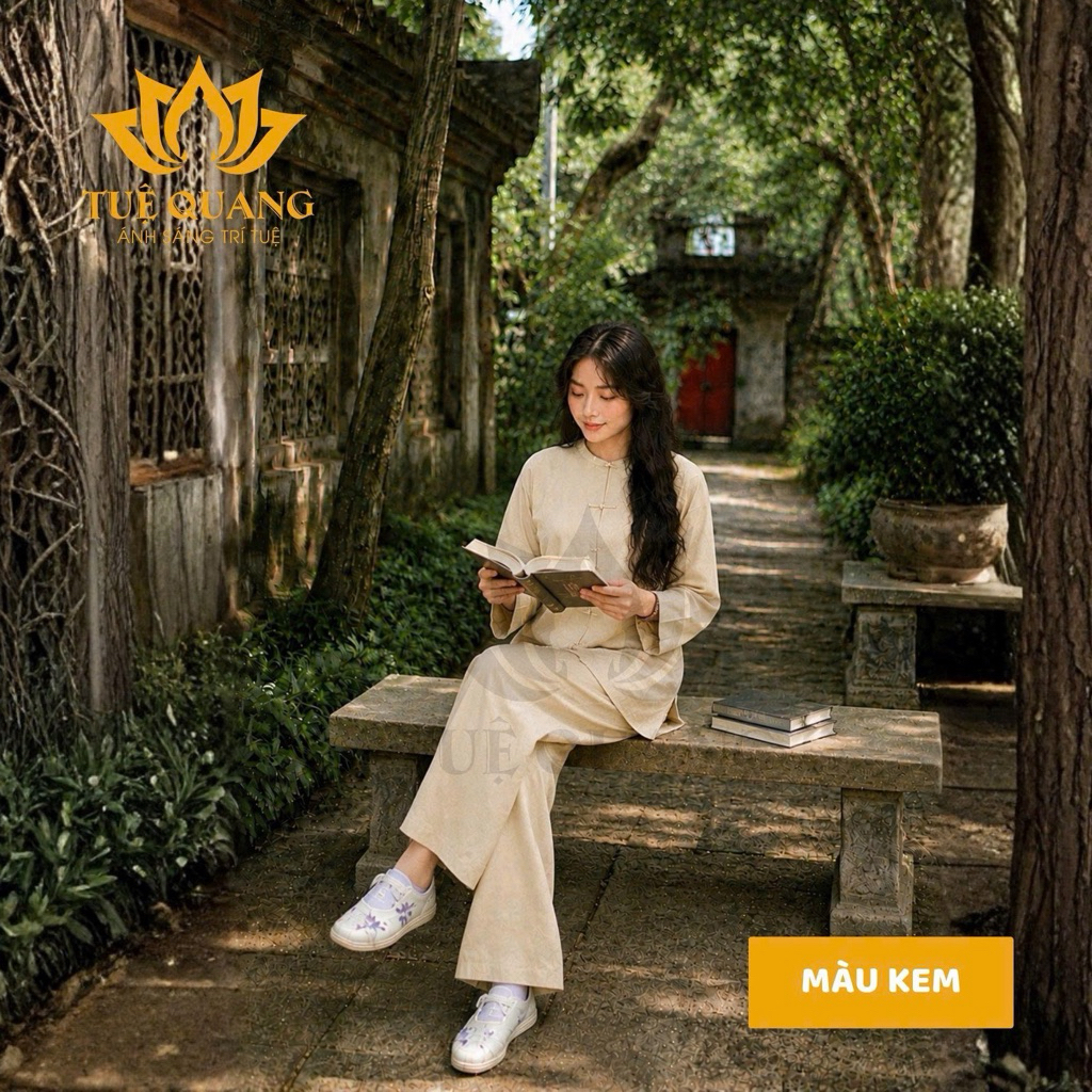PHÁP PHỤC  BÀ BA PHẬT TỬ TÀ NGẮN dáng rộng, vải Linen HÀN cao cấp loại 1 mịn mát - Đồ lam đi chùa