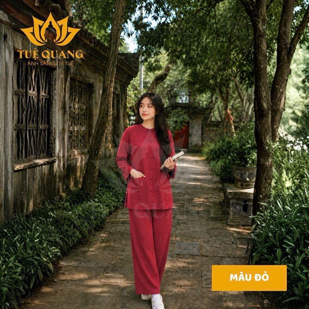 PHÁP PHỤC  BÀ BA PHẬT TỬ TÀ NGẮN dáng rộng, vải Linen HÀN cao cấp loại 1 mịn mát - Đồ lam đi chùa
