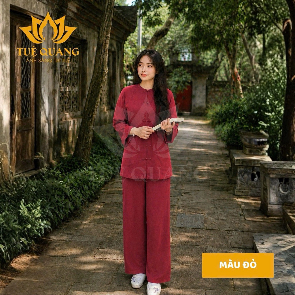 PHÁP PHỤC  BÀ BA PHẬT TỬ TÀ NGẮN dáng rộng, vải Linen HÀN cao cấp loại 1 mịn mát - Đồ lam đi chùa