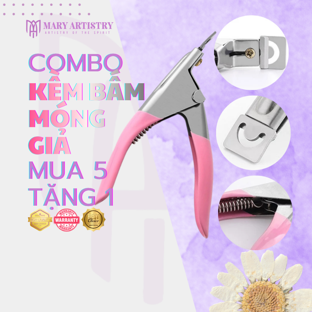 [Mua5Tặng1] Kềm Bấm Móng Giả Mary Artistry Màu Hồng - Kìm Cắt Móng Giả Nail Chuyên Nghiệp
