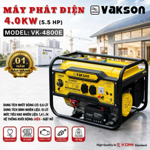 Máy Phát Điện Gia Đình VAKSON 220V – Máy Phát Điện Chạy Xăng E10 3kW/4kW Tiết Kiệm Nhiên Liệu, Có Đề