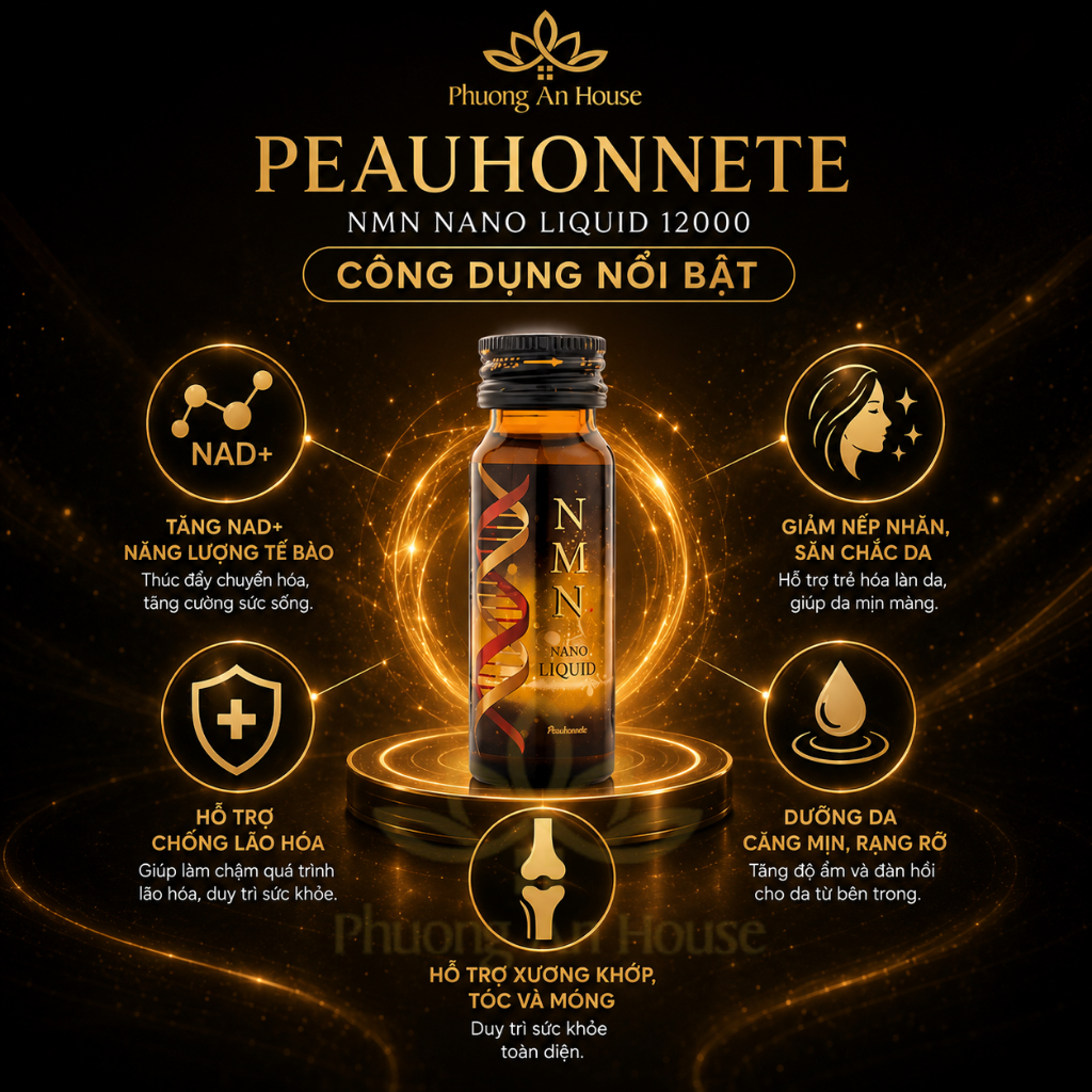 Thực phẩm bảo vệ sức khỏe Peauhonnête NMN Nano Liquid 12000 trẻ hóa da