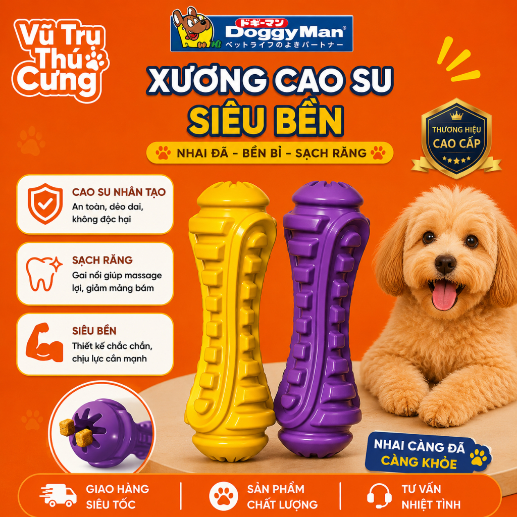 Đồ Chơi Xương Gặm Cao Su Siêu Bền Cho Chó DoggyMan