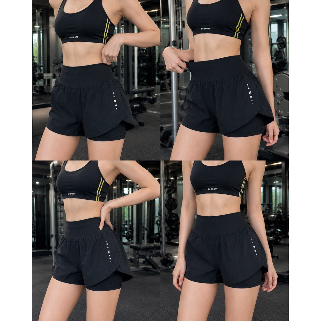 Quần tập gym erobic có lót bảo hộ chất thun lulu thiêu nhẹ êm đẹp