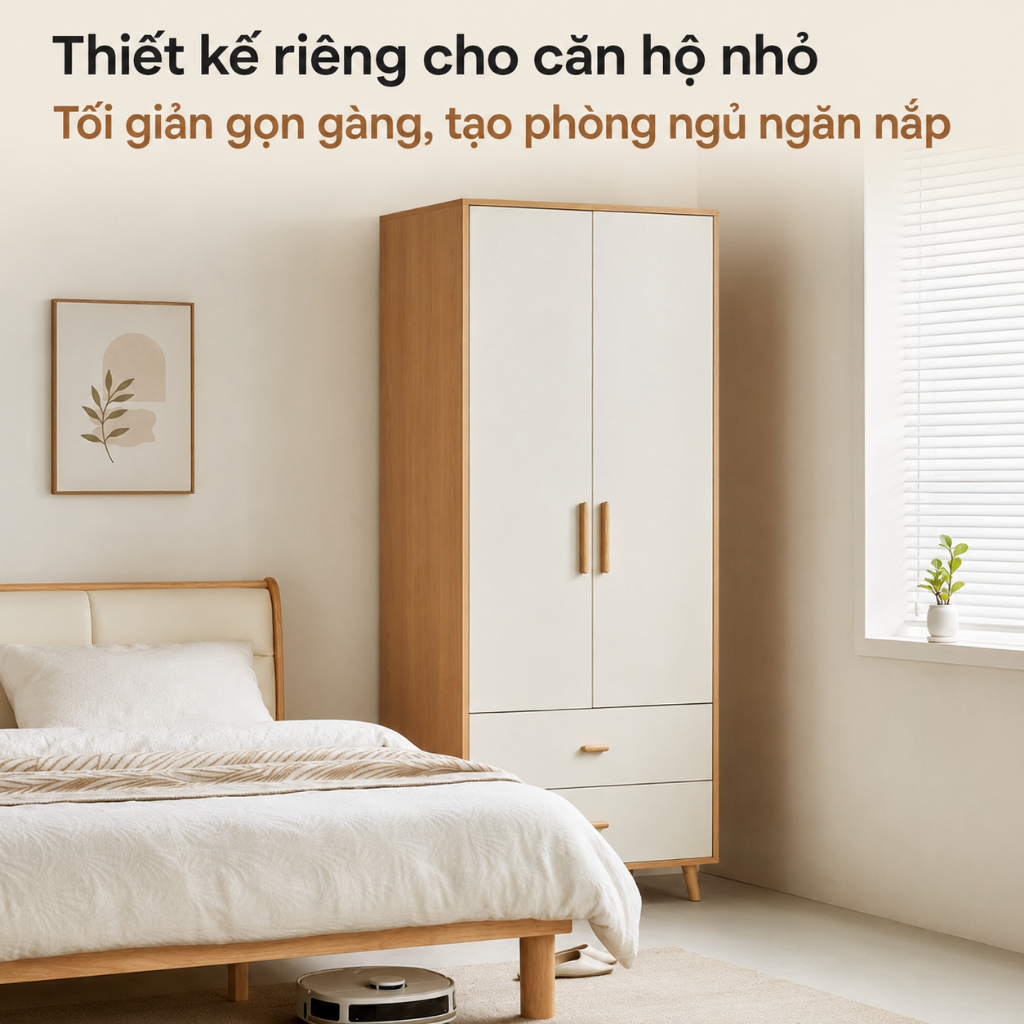 Tủ Quần Áo Gỗ MDF Cao Cấp Hiện Đại CONOCO Tủ Gỗ Đựng Đồ Chia Ngăn Thông Minh Sâu 45cm Cao 180cm