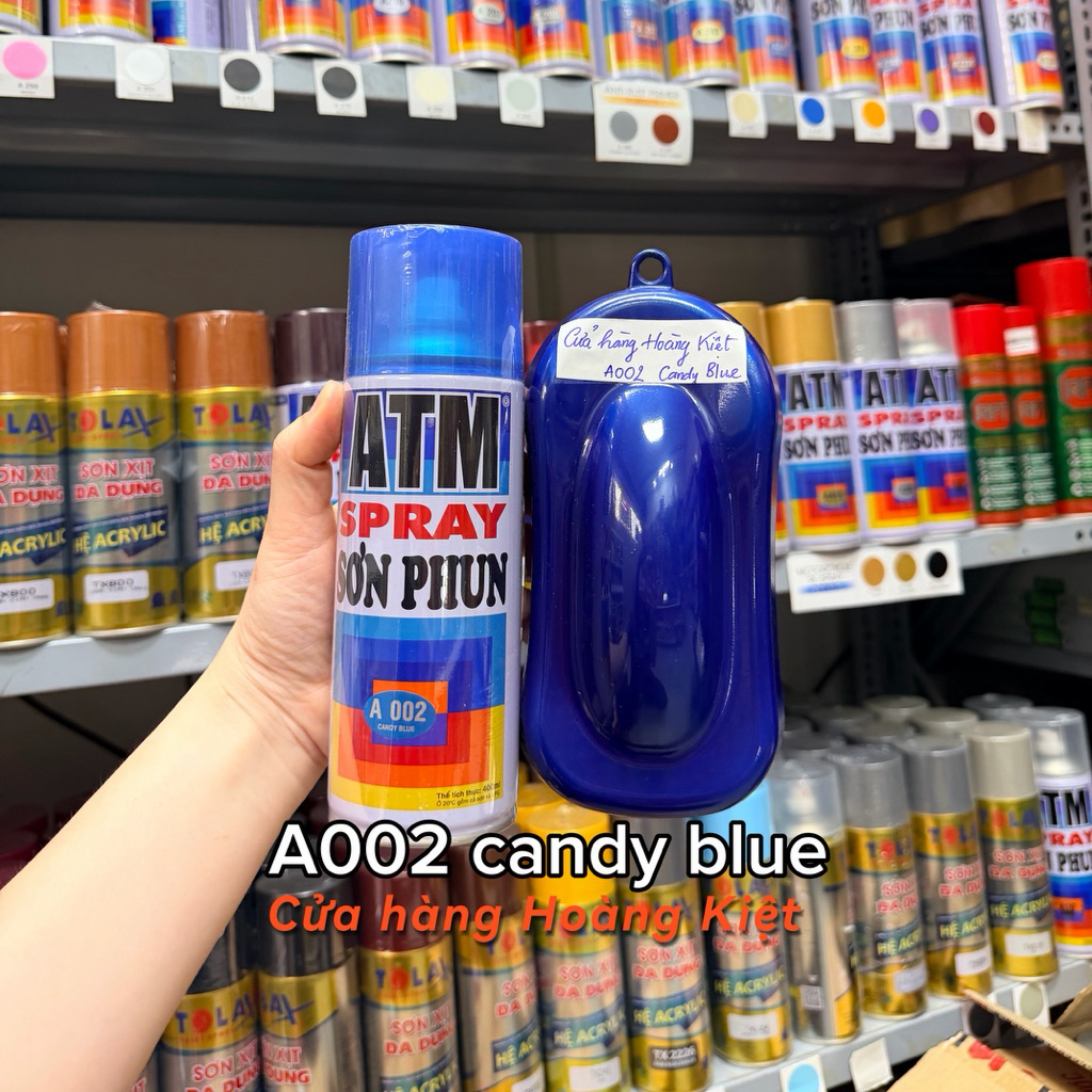 Sơn Xịt Xe Máy Màu Xanh Candy A002 (Candy Blue) Chai 400ml