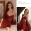 Váy Ngủ Lụa Sexy Gợi Cảm Có Mút Nâng Ngực Kèm Áo Choàng Lụa Đai Thắt Eo Sang Chảnh Quyến Rũ
