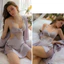 Váy Ngủ Lụa Sexy Gợi Cảm Có Mút Nâng Ngực Kèm Áo Choàng Lụa Đai Thắt Eo Sang Chảnh Quyến Rũ