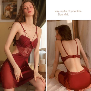 Đầm ngủ lụa satin có đệm ngực phối ren cực sang chảnh quyến rũ mẫu cao cấp BS-2044