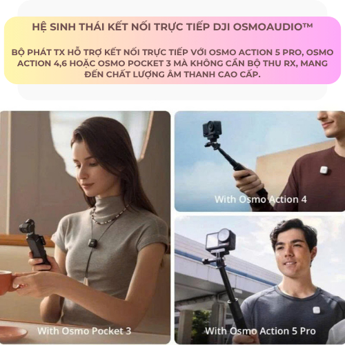 [NSHOP]DJI Mic Mini 1TX+1RX Làm Vlog Thu Âm Không Dây Cài Áo Nhỏ Gọn Khử Ồn 2 Cấp Độ,Camera HànhĐộng