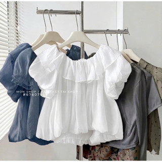 Áo Hai Dây/ Áo Trễ Vai Tay Bồng Ngắn Tay -Chất Voan Tơ Mềm Siêu Xinh - Dành Cho Nữ - EMXINH House A09