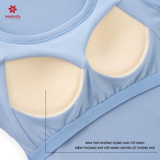 Áo thun ngắn tay nữ MELINFA có đệm mút 3D định hình nâng đỡ vải Cotton, Áo cộc tay nữ kèm bra mã  VAA0541