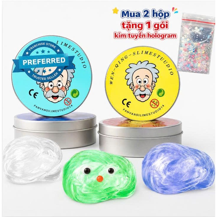 [Mẫu Mới]Slime nhựa dẻo trong suốt Putty ông già hộp thiếc,bao bì mới trọng lượng putty nhiều hơn