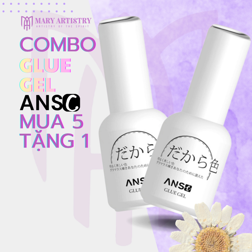 [Mua5Tặng1] Combo Glue Gel ANSC Cao Cấp - Đính Đá, Dán Móng, Ẩn Hoa Khô 18ml