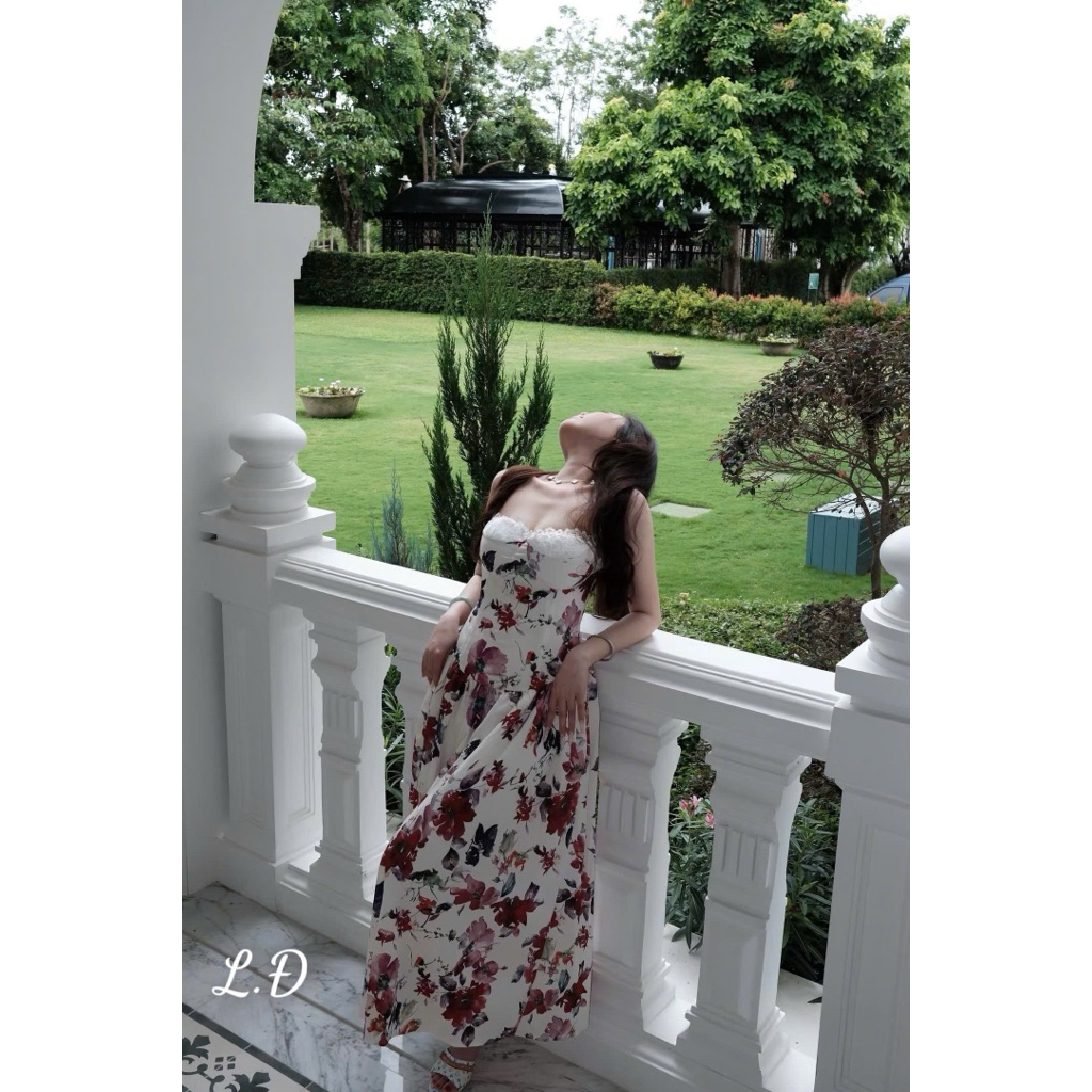 Váy thô hoa hai dây phối ren ngực diện siêu xinh <QC>  SM