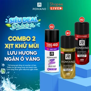 Combo 2 Xịt khử mùi toàn thân cho nam Romano ngăn vệt ố vàng Genz / ngăn mô hôi ( 140ml / 150ml x 2 ) - Live
