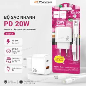 Bộ Củ Cáp Sạc Nhanh HOCO CS54A PD 20W QC 3.0 USB C To Lightning Có LED Báo Nguồn