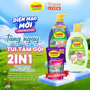 Sữa Tắm Gội Carrie Junior cho bé hương thiên nhiên 700g tặng 1 túi sữa tắm 380gram - live