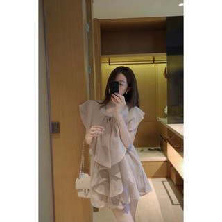 •𝙆𝙞𝙣𝙜𝙨𝙝𝙤𝙥𝙗𝙚𝙖𝙪𝙩𝙮•Váy Tơ Nơ Ngực Nâu Nhạt L1