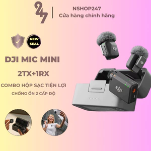 DJI Mic Mini 2TX-1RX+Hộp Sạc Vlog Thu Âm Không Dây Nhỏ Gọn Khử Ồn 2 Cấp Độ,Camera Hành Động