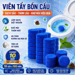 Combo 10 gói / 100 Viên Khử Mùi Tẩy Bồn Cầu Thế Hệ Mới 2X- Thả Xả Toilet Diệt Khuẩn, Tẩy Sạch Vết Bám Bẩn.