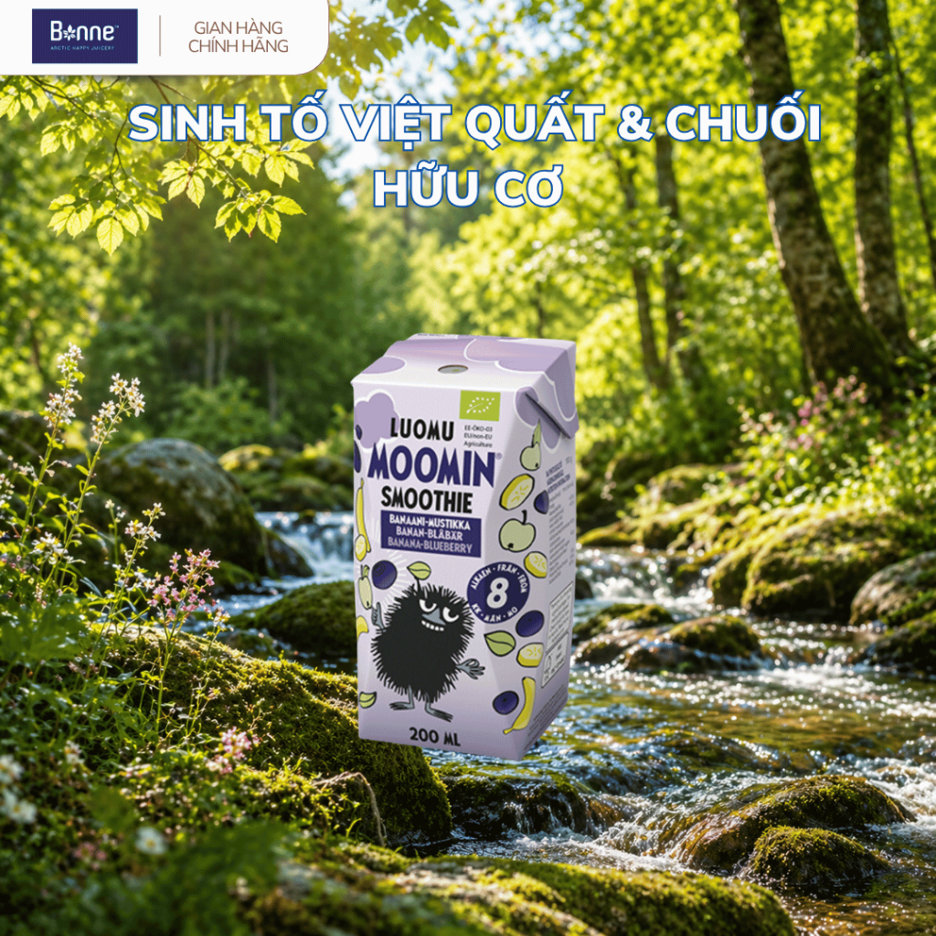 1 Hộp Sinh Tố Hữu Cơ Bonne Blueberry Banana Smoothie 200ml - Việt Quất & Chuối Cho Bé Từ 8 Tháng