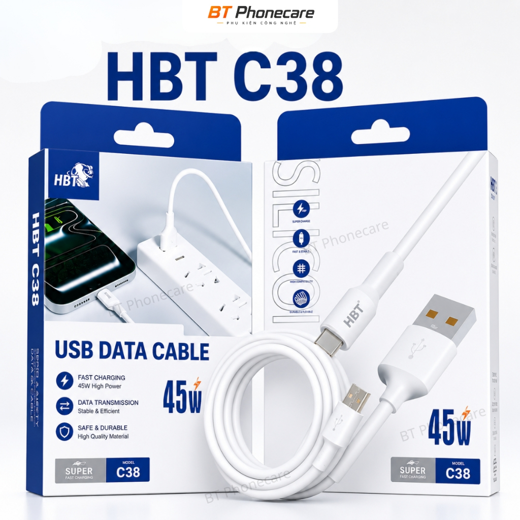 Cáp SILICON Sạc Nhanh HBT C38 Với 2 Phiên Bản Đầu Micro và Đầu Type C Hỗ Trợ Truyền Dữ Liệu Ổn Định