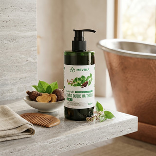 Dầu Gội Thảo Dược Mevina, Dầu Gội Hà Thủ Ô Bồ Kết Giúp Giảm Tóc Gãy Rụng, Kích Thích Mọc Tóc, Đen Tóc 300ML