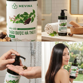 Dầu Gội Thảo Dược Mevina, Dầu Gội Hà Thủ Ô Bồ Kết Giúp Giảm Tóc Gãy Rụng, Kích Thích Mọc Tóc, Đen Tóc 300ML