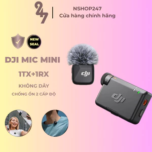 DJI Mic Mini 1TX+1RX Làm Vlog Thu Âm Không Dây Cài Áo Nhỏ Gọn Khử Ồn 2 Cấp Độ,Camera HànhĐộng