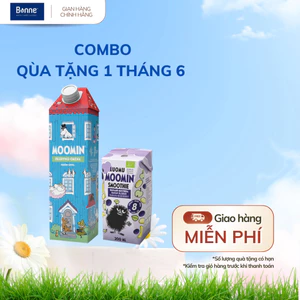 Combo Nước Ép Lê Táo Moomin 1L + Sinh Tố Hữu Cơ Bonne Blueberry Banana 200ml Cho Bé Từ 8 Tháng & Cả Gia Đình