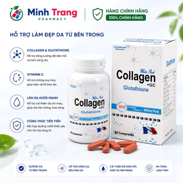 Collagen GC White Pink Pháp 60 Viên | Collagen Cá Thủy Phân & Glutathione Hỗ Trợ Chăm Sóc Da