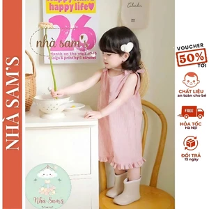 Jumpsuit/Yếm Kẻ Sọc Cover Hàn cho bé gái mềm mát cho bé mặc hè, họa tiết sọc đỏ, hoa nhí dễ thương cho bé gái