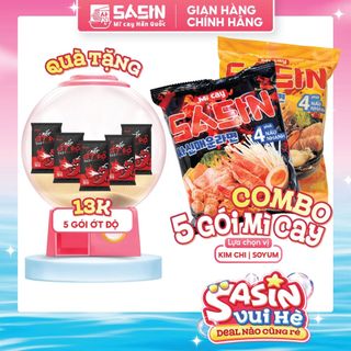 [KOL] Mì Cay Sasin Combo 5 gói mì + 5 gói ớt độ (Chọn vị)