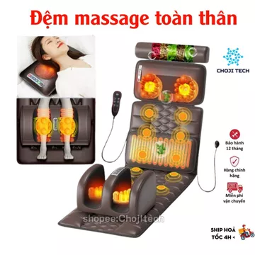 Đệm Massage toàn thân , đệm kèm gối xông thảo mộc, massage cổ vai gáy và massage chân, nệm massage toàn thân