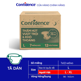 Mua 1 Tặng 3 Thùng 12 Gói Tã dán người lớn Confidence Thấm Hút Vượt Trội & Khô Thoáng M-L 8M/L-XL 7M