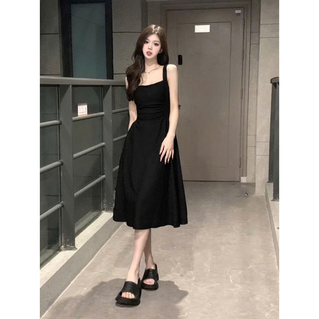 Váy body 2 dây đầm ôm body sexy dáng chữ A vải co giãn màu đen có Bigsize tôn dáng phong cách Hàn Quốc [V2D]