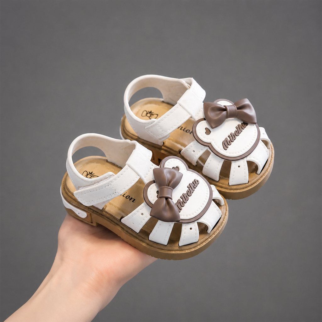 Dép Sandal Bé Gái Kidudids Gấu Nơ Xinh Có Còi Chống Trượt Êm Chân Tập Đi Cho Bé Size 18-23
