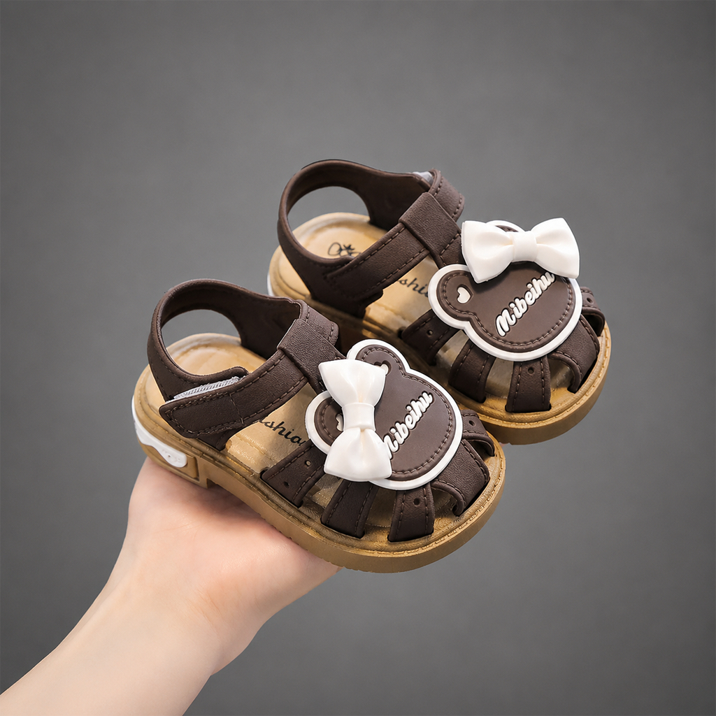 Dép Sandal Bé Gái Kidudids Gấu Nơ Xinh Có Còi Chống Trượt Êm Chân Tập Đi Cho Bé Size 18-23