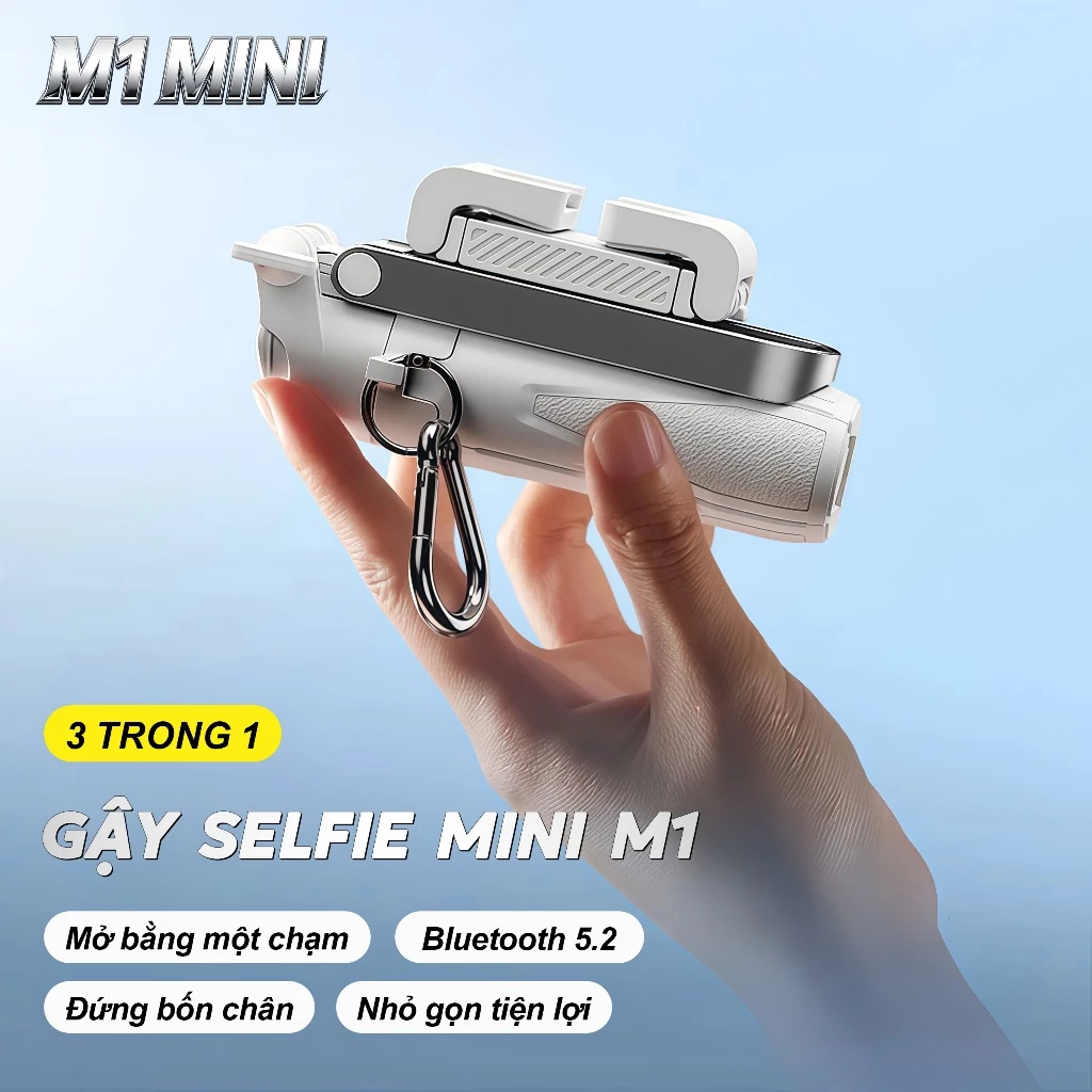 M1 MINI 3 Trong 1 Gậy Chụp Ảnh – Gậy selfie kiêm chân tripod, Tay cầm tiện dụng, Điều khiển Bluetooth không dây,