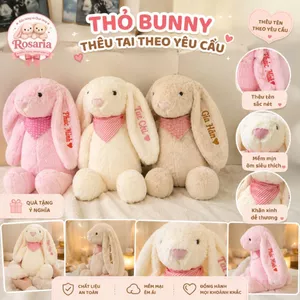 Gấu Bông Thỏ Bunny Thêu Tai Theo Yêu Cầu - Thú nhồi bông quà tặng bé, sinh nhật, người yêu