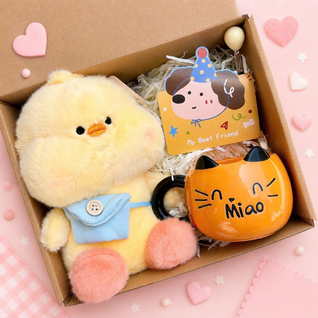 Set quà tặng Cốc Sứ Cao Cấp kèm Gấu Má Hồng , Thiệp, Lót Ly, Phụ Kiện Xinh Quà Tặng Bạn Gái, Bạn Bè Người Thân