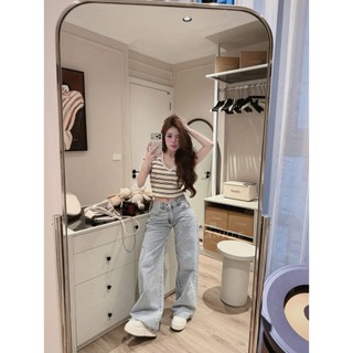 Áo Thun Nữ Croptop Kẻ Ngang Cổ V Dáng Ngắn QCCC Cao Cấp