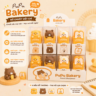 Đồ Chuốt Bút Chì PuPu Bakery Dễ Thương , Gọt Bút Chì Mini Hình Gấu Bánh Mì  , Đồ Chuốt Bút Chì Nhỏ Gọn