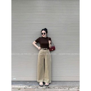 Quần Jean Suông Nấm Ngắn Basic QCCC Cao Cấp