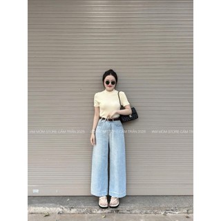 Quần Jean Suông Nấm Ngắn Basic QCCC Cao Cấp