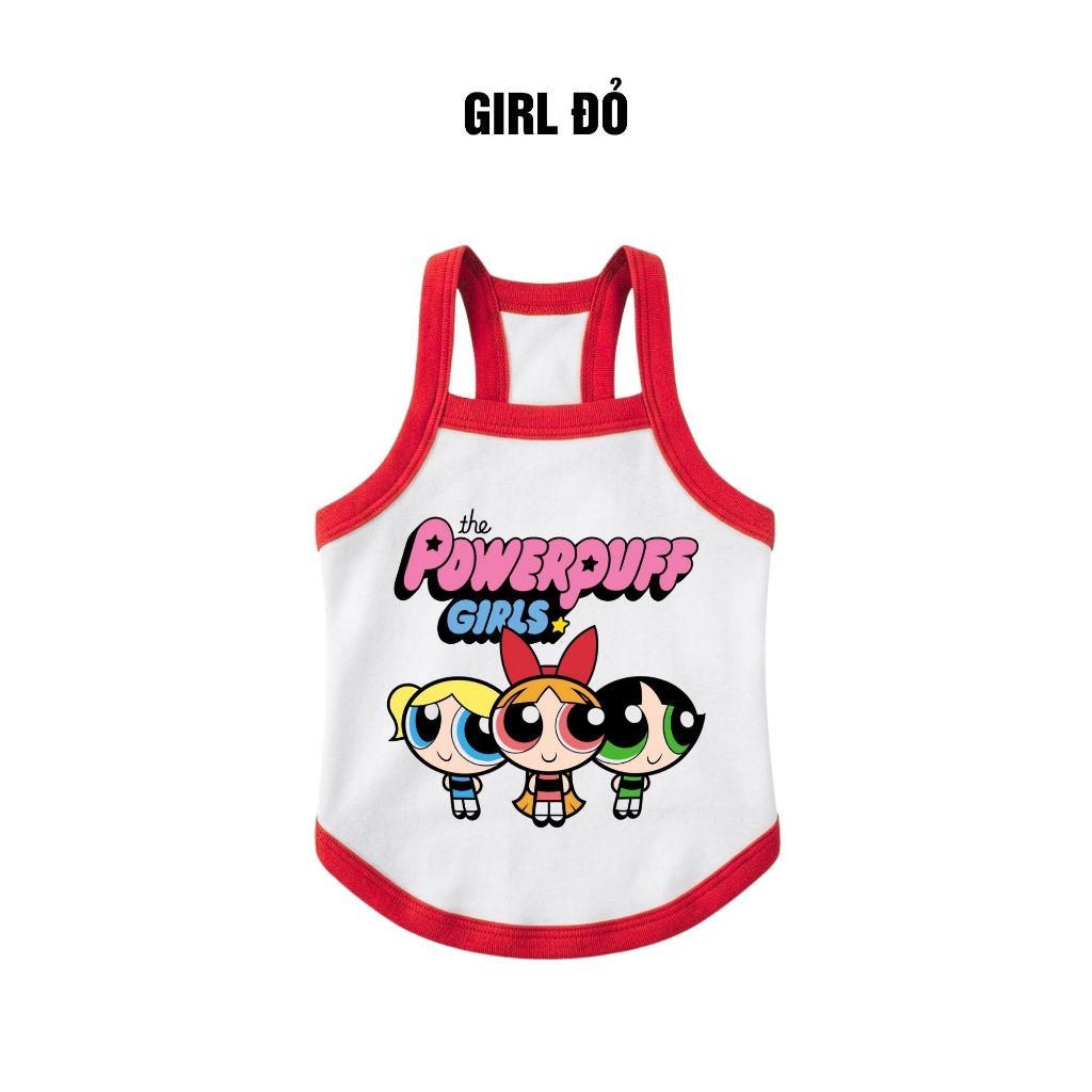 Áo 2 Dây Cho Chó Mèo Từ 2-9kg Mùa Hè In Hình Hoạt Hình Powerpuff Girls Chất Liệu Thoáng Mát Cao Cấp